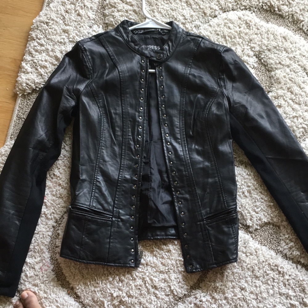 Express black leather jacket